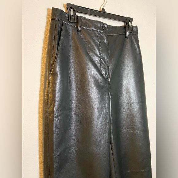 Aritzia Babaton Command Cropped Vegan Leather Pants Sz 10 Mid Rise Black - Picture 9 of 14